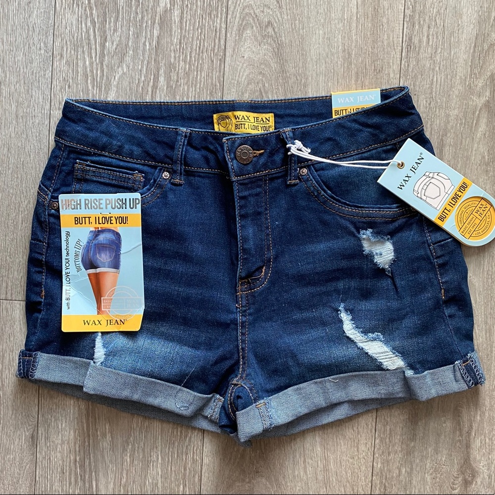 Wax Jean Butt, I Love You Denim Shorts Small NWT